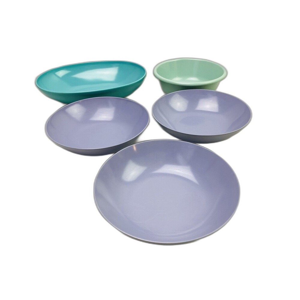 Vintage Melamine Bowls Royalon Prolon Rubbermaid Mismatched Set 5 Retro Kitchen